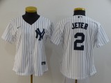 Women MLB New York Yankees #2 Derek Jeter White Game Nike Jersey