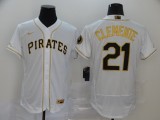 MLB Pittsburgh Pirates #21 Roberto Clemente White Golden Flex Base Elite Jersey