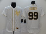 Men's New York Yankees #99 Aaron Judge White Golden Flex Base Elite Jersey