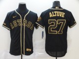 Men's Houston Astros #27 Jose Altuve 2020 Black Golden Flex Base Elite Jersey