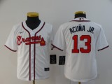 Youth MLB Atlanta Braves #13 Ronald Acuña Jr white Game Nike Jersey