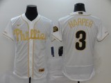 MLB Philadelphia Phillies #3 Bryce Harper White Golden Flex Base Elite Jersey