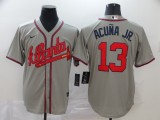 MLB Atlanta Braves #13 Ronald Acuña Jr Grey Game Nike Jersey