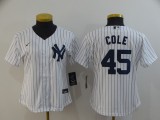 Women MLB New York Yankees #45 Gerrit Cole white Game Nike Jersey