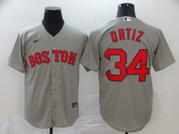 MLB Boston Red Sox #34 Ortiz Grey Game Nike Jersey