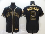Men's Houston Astros #2 Alex Bregman 2020 Black Golden Flex Base Elite Jersey