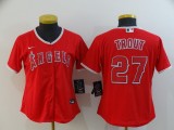 Women MLB Los Angeles Angels #27 Trout Red Game Nike Jersey