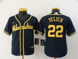 Youth MLB Milwaukee Brewers #22 Christian Yelich Navy Blue Game Nike Jersey