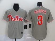 MLB Philadelphia Phillies #3 Bryce Harper Grey Game Nike Jersey