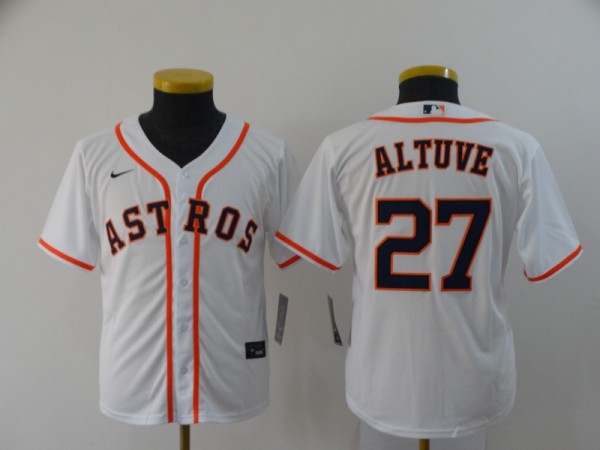 Youth MLB Houston Astros #27 Altuve White Game Nike Jersey