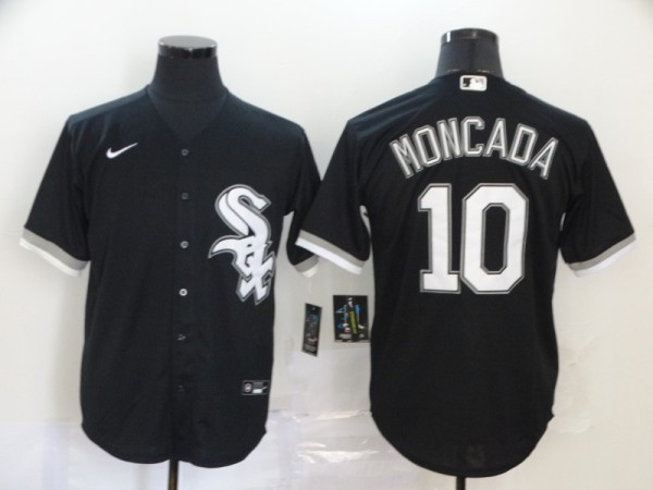 MLB White Sox #10 Moncada Black Game Nike Jersey