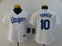 Women MLB Los Angeles Dodgers #10 Turner White Game Nike Jersey