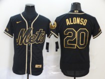 MLB New York Mets #20 Alonso Black Golden Flex Base Elite Jersey