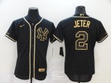 MLB New York Yankees #2 Derek Jeter Black Golden Flex Base Elite Jersey