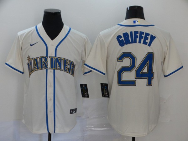 MLB Seattle Mariners #24 Ken Griffey Cream Game Nike Jersey