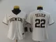 Women MLB Milwaukee Brewers #22 Christian Yelich Cream Game Nike Jersey