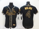 MLB Cardinals #4 Yadier Molina Black Golden Flex Base Elite Jersey
