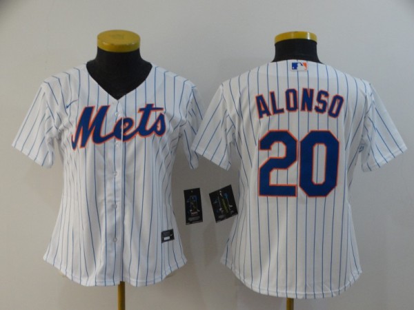 Women MLB New York Mets #20 Alonso White Game Nike Jersey