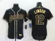MLB Cleveland Indians #12 Francisco Lindor Black Golden Flex Base Elite Jersey
