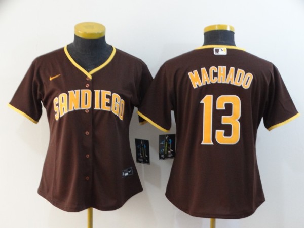 Women MLB San Diego Padres #13 Manny Machado Coffee Game Nike Jersey