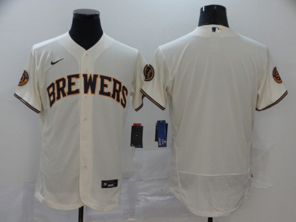 MLB Milwaukee Brewers Blank Cream Flex Base Elite Jersey