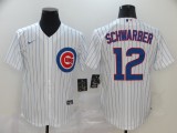 MLB Chicago Cubs #12 Schwarber White Game Nike Jersey