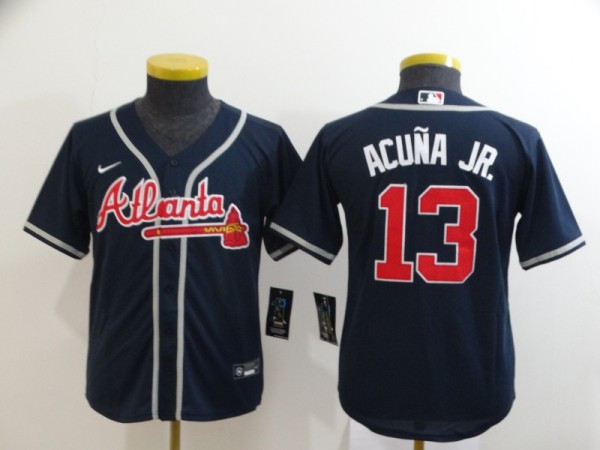 Youth MLB Atlanta Braves #13 Ronald Acuña Jr Blue Game Nike Jersey