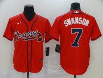 MLB Atlanta Braves #7 Swanson Red Game Nike Jersey