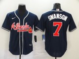 MLB Atlanta Braves #7 Swanson Navy Blue Game Nike Jersey