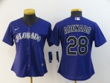 Women MLB Colorado Rockies #28 Arenado Purple Nike Game Jersey