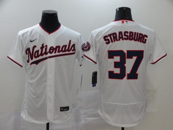 MLB Men's Washington Nationals #37 Strasburg White Flex Base Elite Jersey