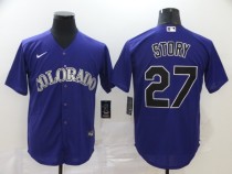 MLB Colorado Rockies #27 Story Purple Nike Game Jersey