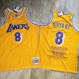 NBA Los Angeles Lakers #8 Kobe Bryant Yellow With Honor Stitched Jersey