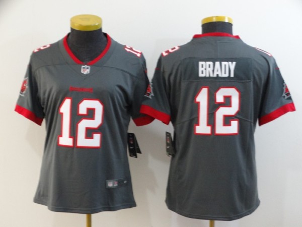 Women Tampa Bay Buccaneers #12 Brady Grey Vapor Untouchable Limited Jersey