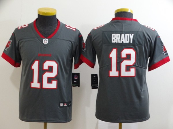 Youth Tampa Bay Buccaneers #12 Brady Grey Vapor Untouchable Limited Jersey