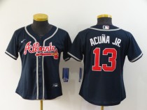 Women MLB Atlanta Braves #13 Ronald Acuna Blue Game Nike Jersey