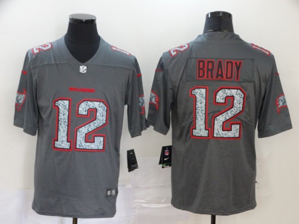 Copy Copy Men's Tampa Bay Buccaneers #12 Brady Gray Static Vapor Untouchable Limited Men Jersey