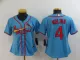 Women MLB Cardinals #4 Yadier Molina Blue Game Nike Jersey