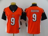 Women Cincinnati Bengals #9 Joe Burrow Orange Vapor Untouchable Limited Jersey