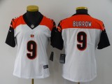 Women Cincinnati Bengals #9 Joe Burrow White Vapor Untouchable Limited Jersey