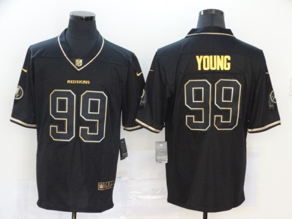 Men's Washington Redskins #99 Young Black 2020 Golden Edition Limited Jersey