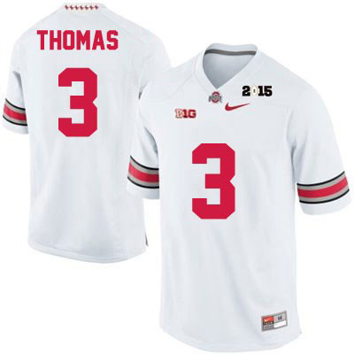 Men's Ohio State Buckeyes #3 Michael Thomas 2015 Patch White College Football Jersey