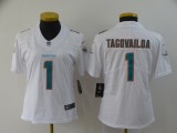 Women Miami Dolphins #1 Tua Tagovailoa White Vapor Untouchable Limited Jersey