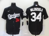 MLB Los Angeles Dodgers #34 Valenzuela Black Game Nike Jersey