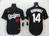 MLB Los Angeles Dodgers #14 Hernandez Black Game Nike Jersey