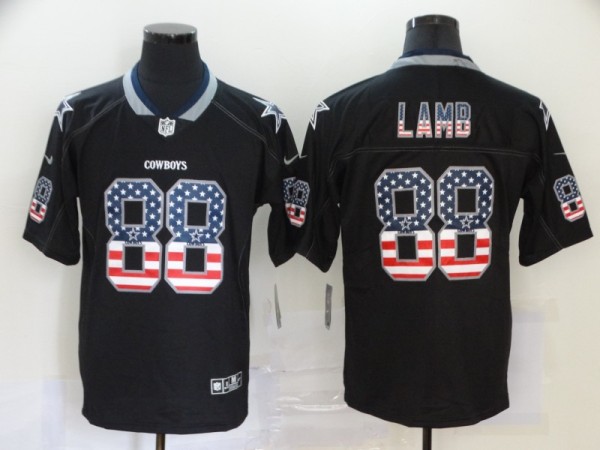 Men's Dallas Cowboys #88 CeeDee Lamb USA Flag Limited Jersey