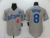 MLB Los Angeles Dodgers #8 Bryant Grey Game Nike Jersey