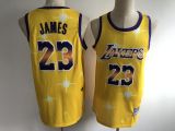 NBA Los Angeles Lakers #23 Lebron James Swingman Gold Classic Airbrush Stitched Jersey