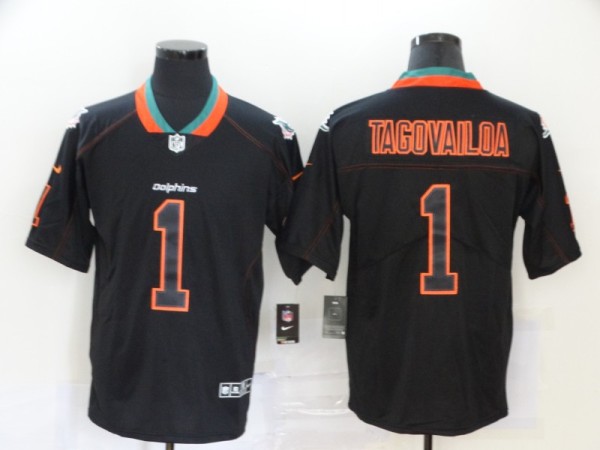 Men's Miami Dolphins #1 Tua Tagovailoa Lights Out Black Color Rush Limited Jersey