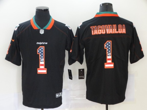 Men's Miami Dolphins #1 Tua Tagovailoa USA Flag Limited Jersey